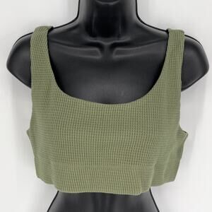 DONNI. Thermal Bra Top NWT Sz XXL Sage Waffle Knit Scoop Neck Sleeveless Crop